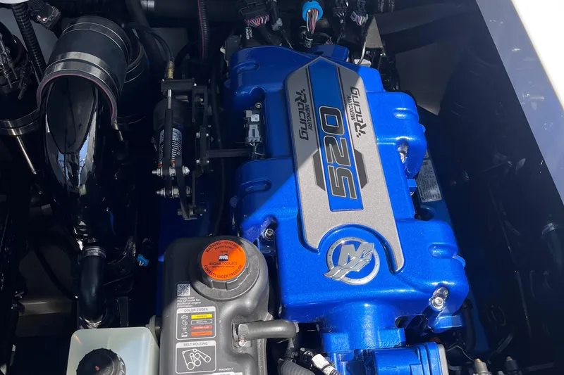 Slide: The Image of 2017 Formula 370 Super Sport engine, featuring a blue Mercury Racing 520 motor. - 44