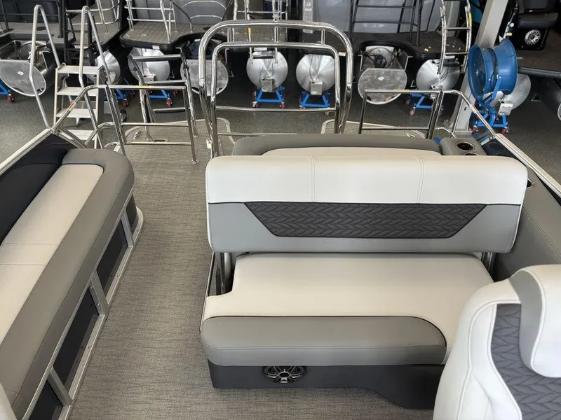 Slide: The Image of 2025 Godfrey Monaco 235 SFL interior with modern seating and sleek design. - 22