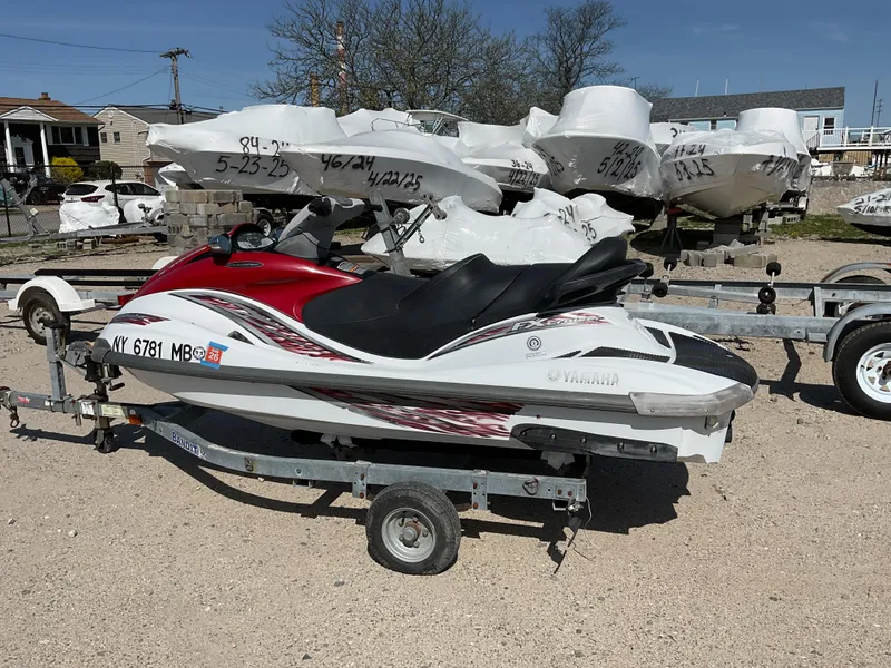 Slide: The Image of 2005 Yamaha WaveRunner FX Cruiser on trailer, parked outdoors. - 2