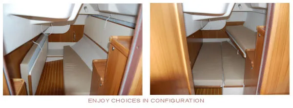 Slide: The Image of Cabin interior of 2026 Catalina 446 yacht with configurable seating and sleeping arrangements. - 23