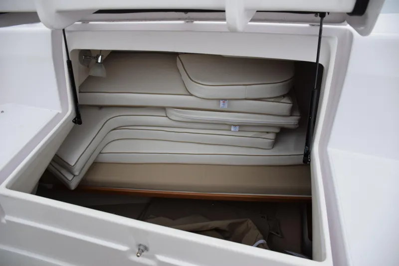 Slide: The Image of Storage compartment with cushions in a 2026 Catalina 446 boat. - 24
