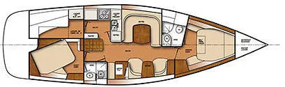 Slide: The Image of Floor plan of a 2026 Catalina 446 yacht, featuring spacious interior layout and amenities. - 7