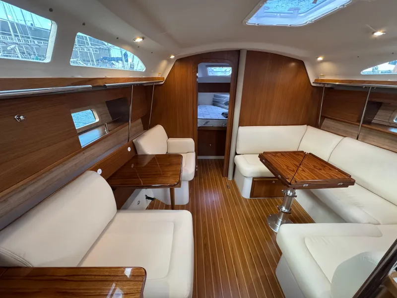 Slide: The Image of Luxurious interior of 2026 Catalina 356 yacht with elegant wood finish and comfortable seating. - 31