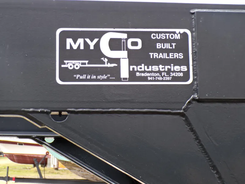 Slide: The Image of Custom-built trailer by Myco Industries, Bradenton, FL, featuring "Pull it in style" slogan. - 28