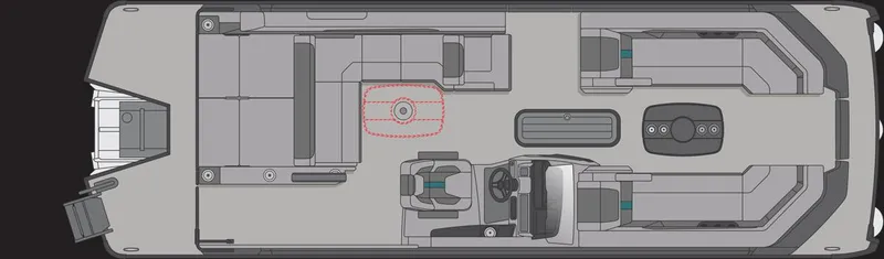 Slide: The Image of Top view layout of 2025 Princecraft Vogue 25 RL pontoon boat interior. - 22