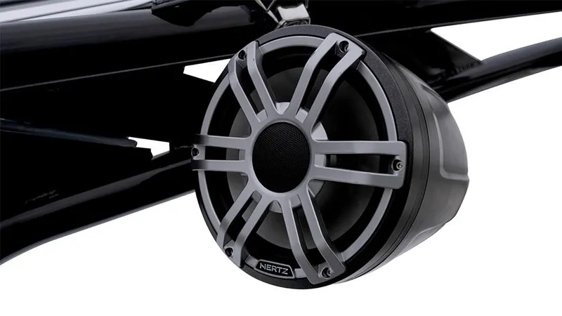 Slide: The Image of Close-up of a speaker on a 2025 Princecraft Vogue 25 RL boat. - 8