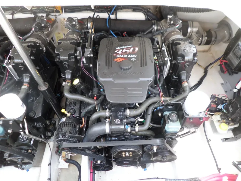 Slide: The Image of Engine compartment of a 2005 Sea Ray 290 SS with MerCruiser 350 MAG MPI engine. - 42
