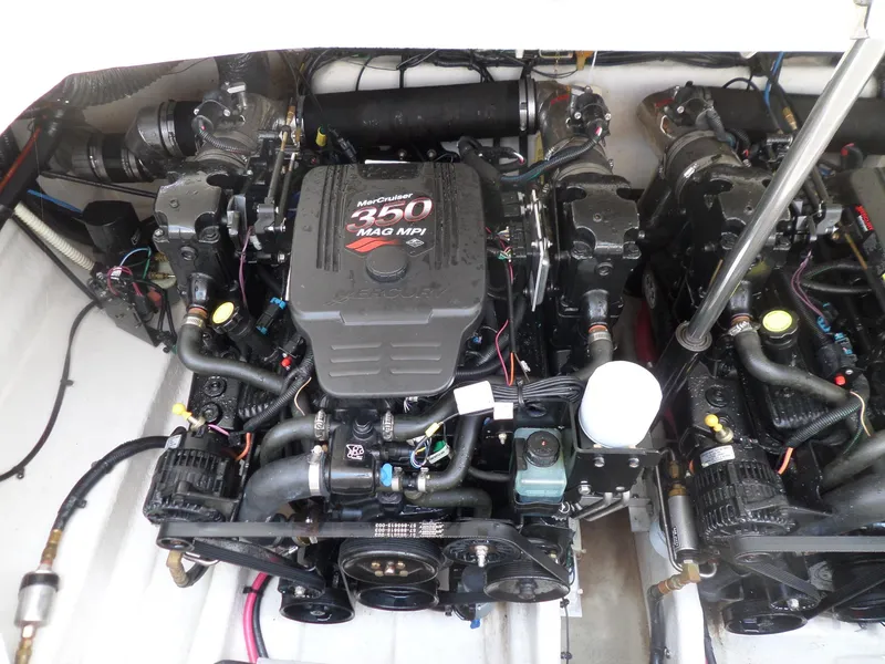 Slide: The Image of Twin MerCruiser 350 MAG MPI engines in a 2005 Sea Ray 290 SS boat. - 44