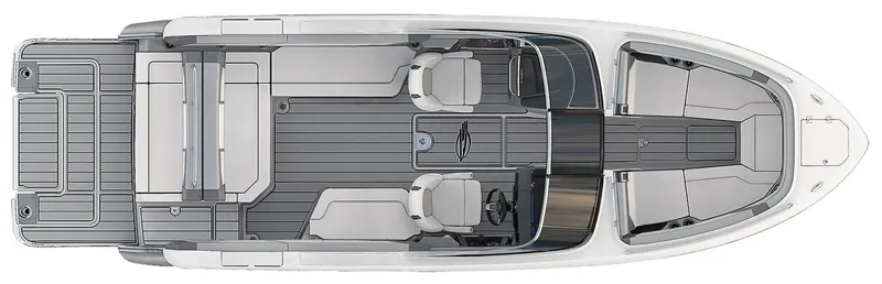 Slide: The Image of Top view of 2025 Chaparral 2870 boat layout, featuring spacious seating and modern design. - 6