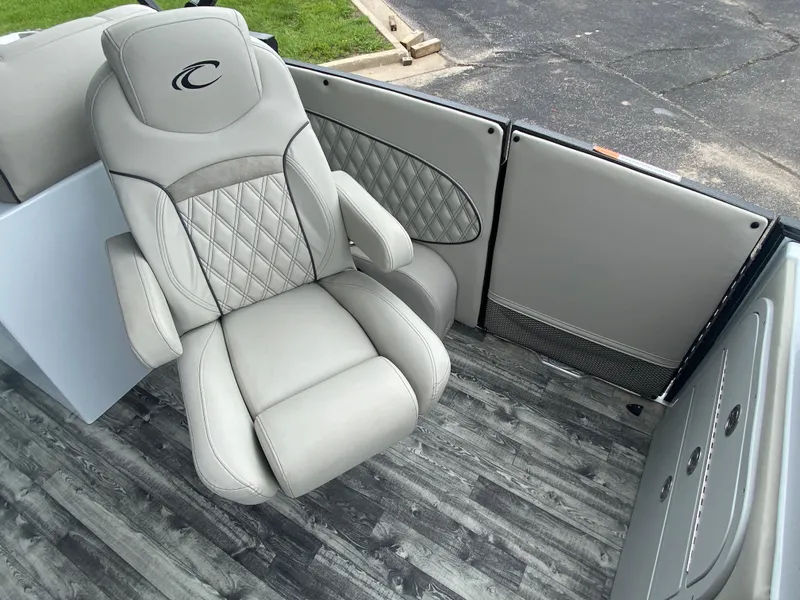 Slide: The Image of Luxurious seating on 2020 Crest Savannah 250 SLRC boat with quilted upholstery. - 28