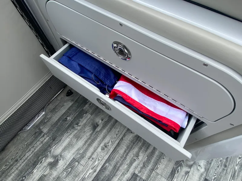 Slide: The Image of Open drawer with folded clothes on Crest Savannah 250 SLRC, 2020 model. - 30