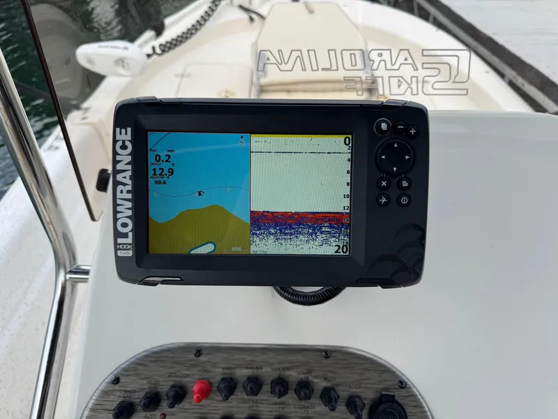 Slide: The Image of Fishfinder display on 2019 Carolina Skiff 18 JVX CC boat dashboard. - 5
