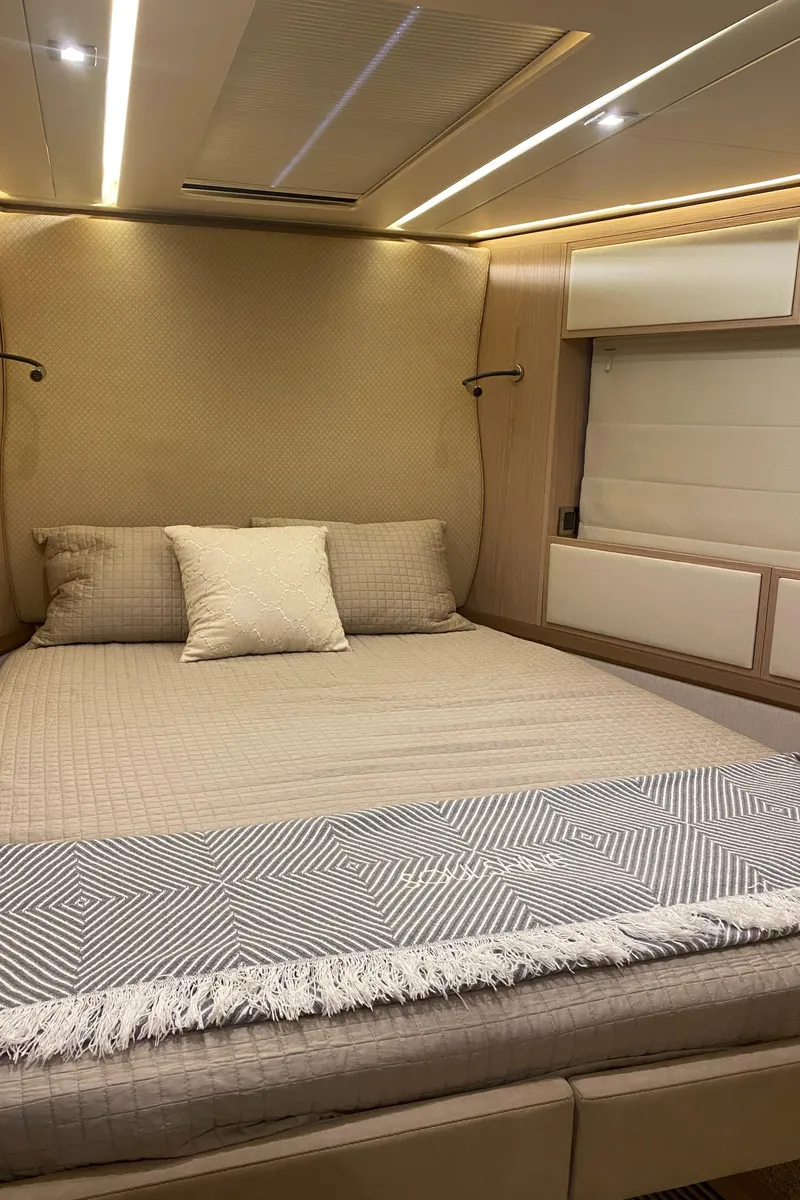 Slide: The Image of Luxurious bedroom interior of 2017 Beneteau Monte Carlo MC6 yacht with modern design. - 35