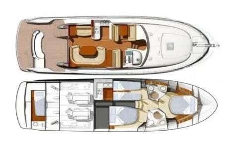 Slide: The Image of Floor plan of a 2006 Prestige 46 yacht, showcasing interior layout and design. - 24