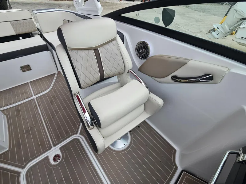 Slide: The Image of Luxurious seating in 2023 Monterey M-65 boat with elegant design and premium materials. - 17