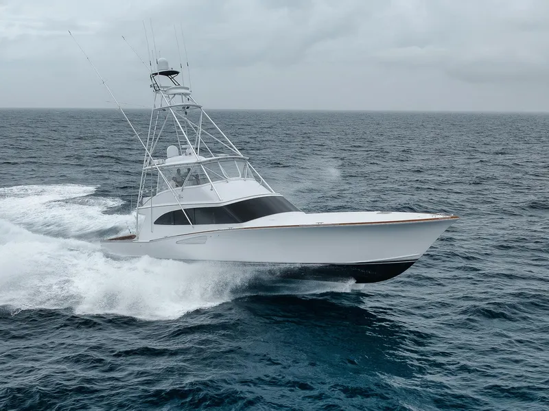 The Image of 2011 Jim Smith Custom Sportfish yacht cruising on open ocean under cloudy skies. - 0