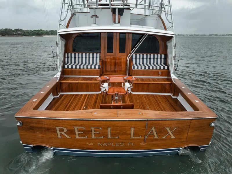Slide: The Image of Jim Smith 2011 Custom Sportfish boat, "Reel Lax," with wooden deck, Naples, FL. - 4