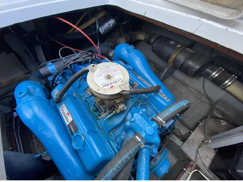 Slide: The Image of Engine compartment of a 1987 Chris-Craft 320 Amerosport with Crusader Marine engine. - 26