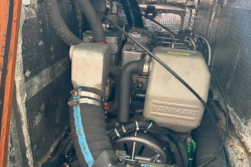 Slide: The Image of Engine compartment of a 2005 J Boats J/124 sailboat with Yanmar engine. - 27