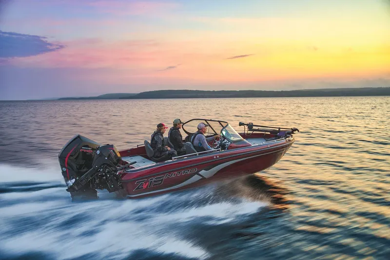 Slide: The Image of 2025 Nitro ZV19 boat interior with seating and control panel, featuring modern design. - 7