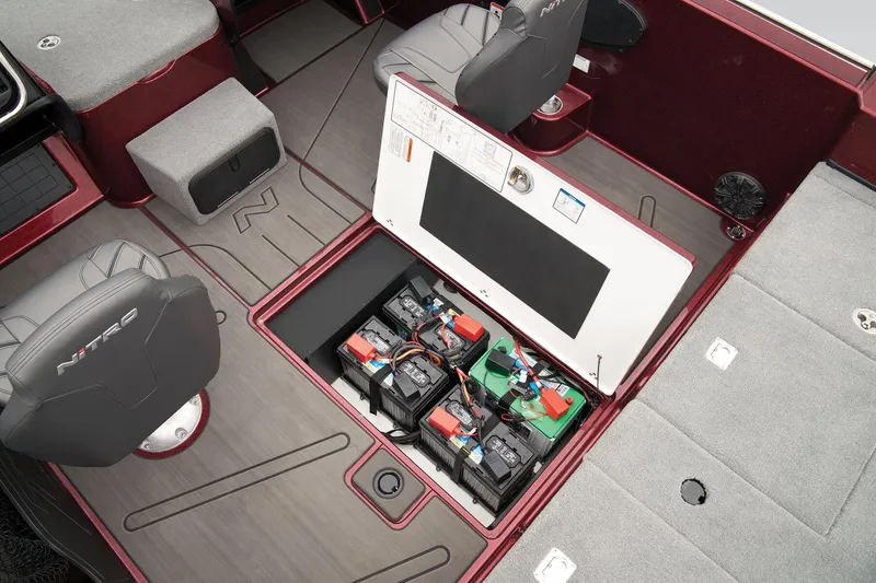 Slide: The Image of 2025 Nitro ZV19 Pro boat with powerful outboard motor in showroom display. - 15