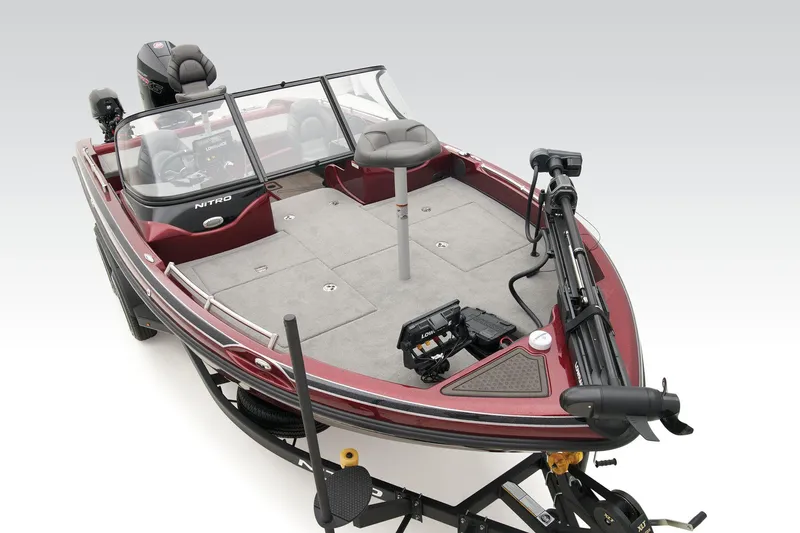 Slide: The Image of 2025 Nitro ZV19 Pro boat on trailer, featuring sleek design and powerful engine. - 4