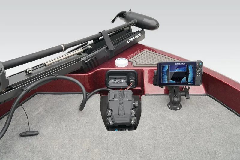 Slide: The Image of 2025 Nitro ZV19 Pro boat interior with steering wheel and dashboard, showroom display. - 7