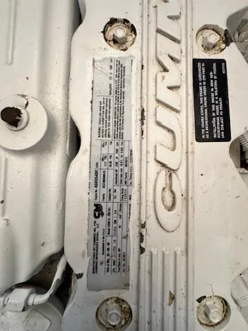Slide: The Image of Close-up of a Cummins engine label on a 2009 Marine Trader 36 Euro Sedan. - 46