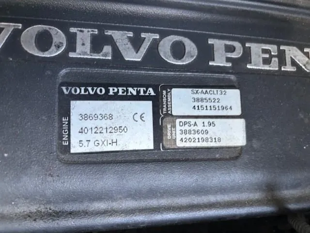 Slide: The Image of Volvo Penta engine label on 2007 Chaparral Sunesta 274, model 5.7 GXI-H. - 18