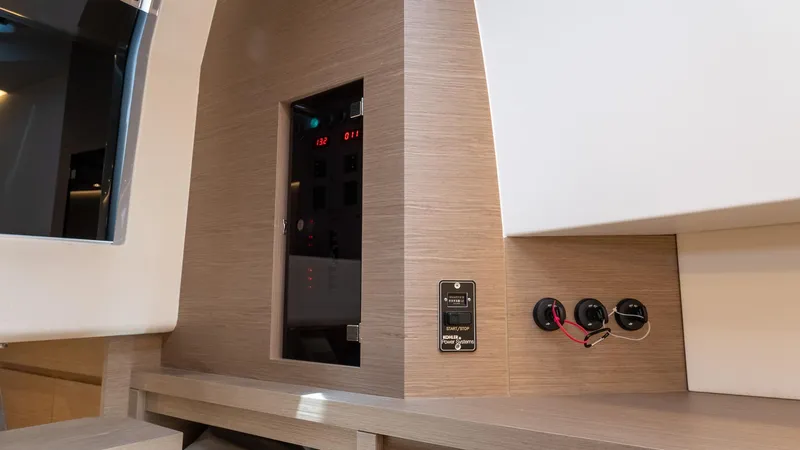 Slide: The Image of Control panel and switches inside 2023 Pardo Yachts P38, featuring modern design and functionality. - 30