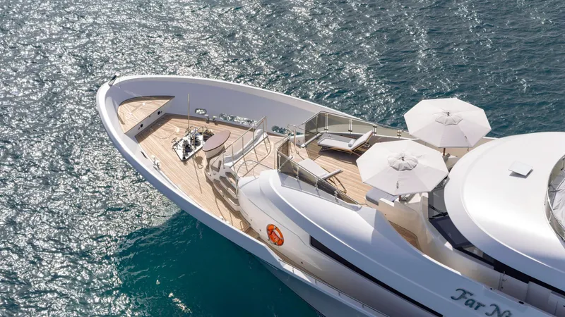 Slide: The Image of Luxurious 2014 Westport 40M yacht with spacious deck and ocean view. - 19