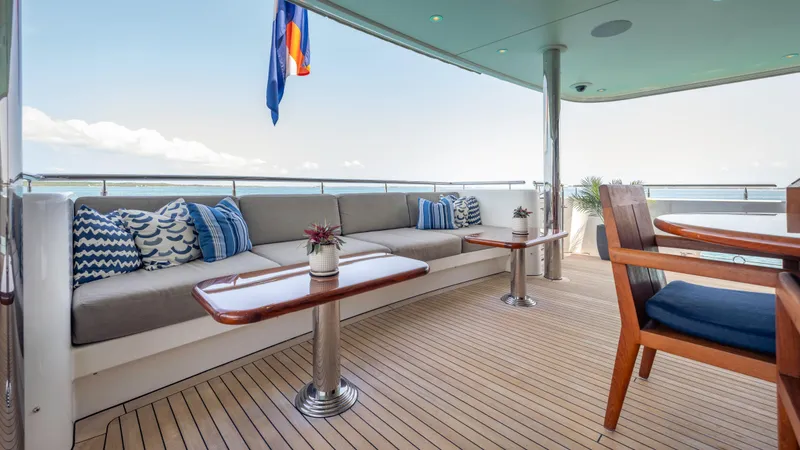 Slide: The Image of Luxurious deck seating on 2014 Westport 40M yacht with ocean view. - 36