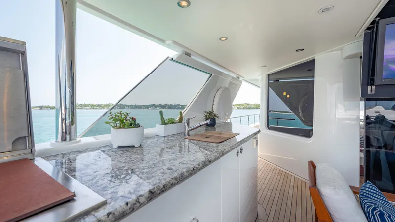 Slide: The Image of Luxurious Westport 40M yacht deck with granite countertop and ocean view, 2014 model. - 46