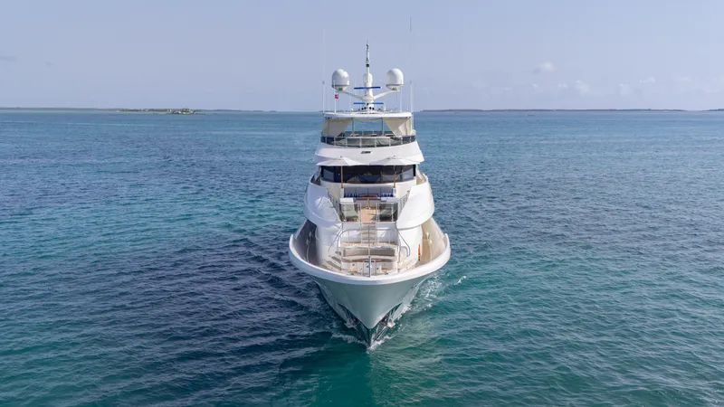 Slide: The Image of Luxurious 2014 Westport 40M yacht cruising on clear blue ocean waters. - 5