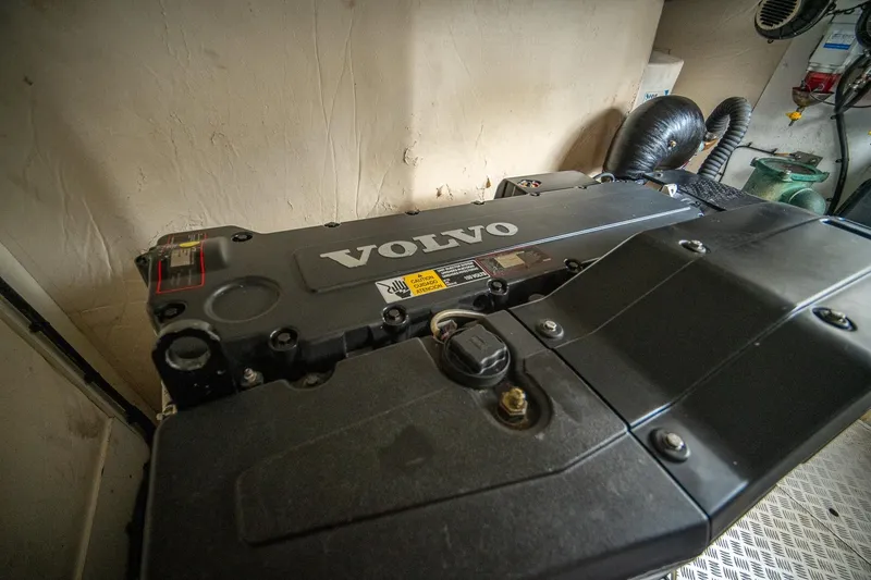 Slide: The Image of Engine room featuring a Volvo engine in a 2009 Princess F54 model yacht. - 111