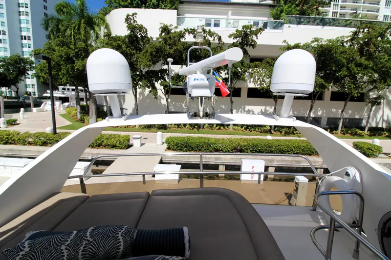 Slide: The Image of Luxury yacht Princess F54, 2009 model, featuring a spacious deck with modern equipment. - 39