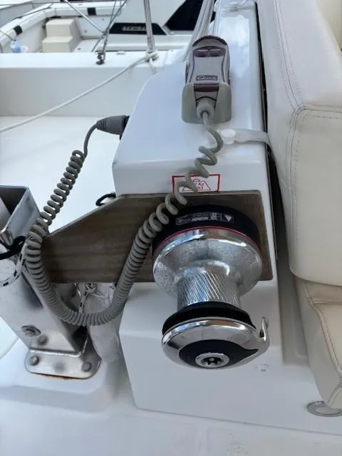 Slide: The Image of Close-up of a winch and control panel on a 2014 Beneteau Swift Trawler 44. - 11
