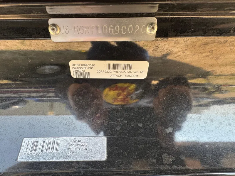 Slide: The Image of 2020 Ranger Reata 223C identification plate with serial numbers and barcodes. - 5