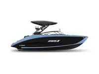 The Image of 2025 Yamaha Boats 255XD, sleek design, blue and black color scheme, side view. - 0