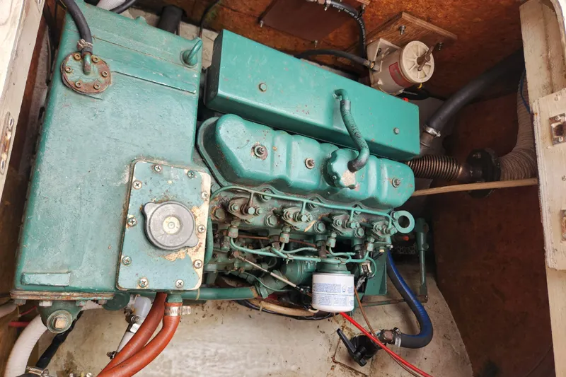 Slide: The Image of Engine compartment of a 1974 Hallberg-Rassy Rasmus 35 sailboat. - 34