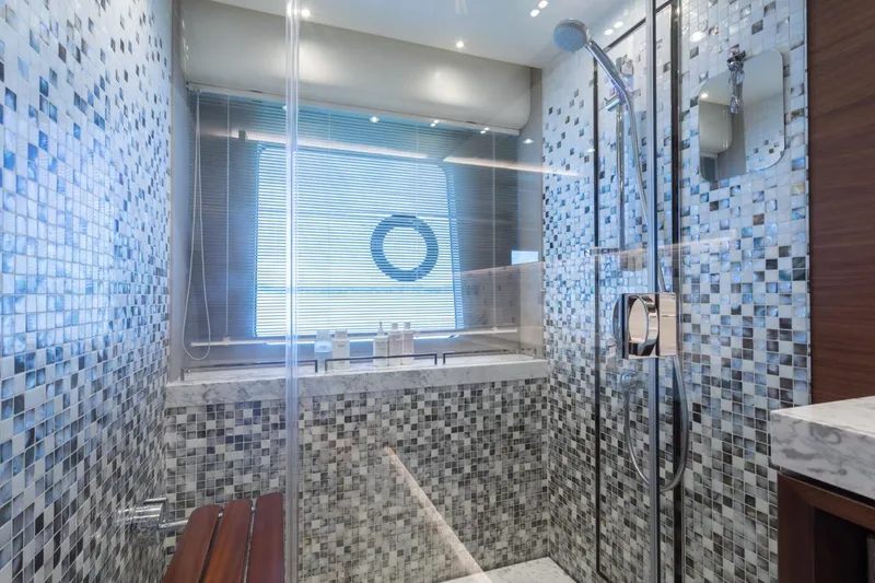 Slide: The Image of Luxurious bathroom with mosaic tiles in 2019 Princess Y88 Motor Yacht. - 17