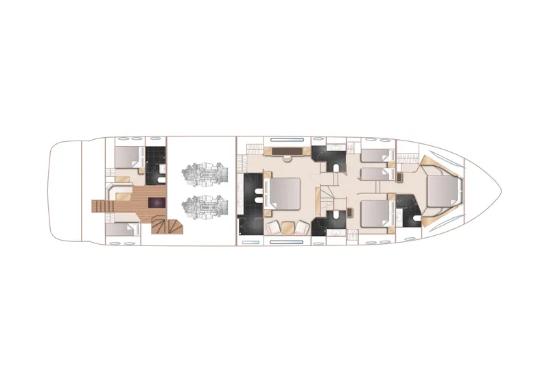 Slide: The Image of Manufacturer Provided Image: Princess 88 Motor Yacht Lower Deck Layout Plan - 48