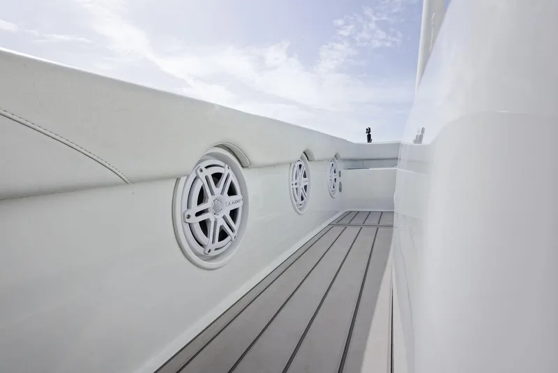 Slide: The Image of 2018 Barker Boatworks 26 Calibogue Bay interior with sleek design and circular vents. - 27