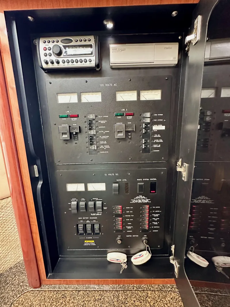Slide: The Image of Electrical control panel inside a 2006 Sea Ray 44 Sundancer yacht. - 33
