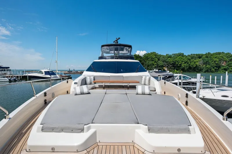 Slide: The Image of Luxurious 2018 Ferretti Yachts 780 with spacious sun deck, docked at marina. - 23