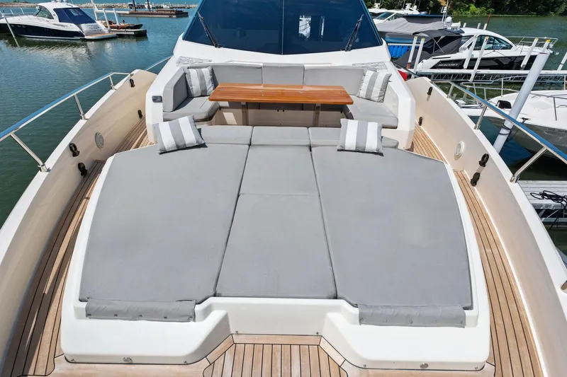 Slide: The Image of Luxurious 2018 Ferretti Yachts 780 with spacious sun deck and elegant seating area. - 26