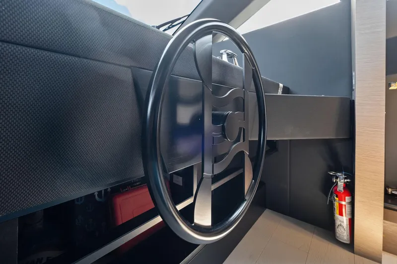 Slide: The Image of Steering wheel of 2018 Ferretti Yachts 780, featuring modern design and safety equipment. - 45
