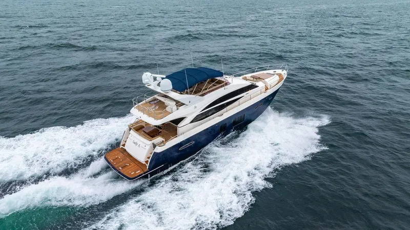 Slide: The Image of Princess 72 Motor Yacht 2012 cruising on open sea, aerial view. - 12