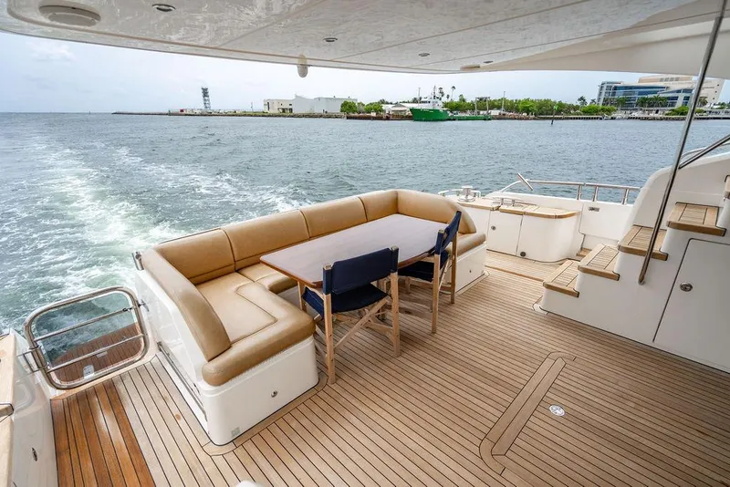 Slide: The Image of Luxurious 2012 Princess 72 Motor Yacht deck with seating and ocean view. - 34