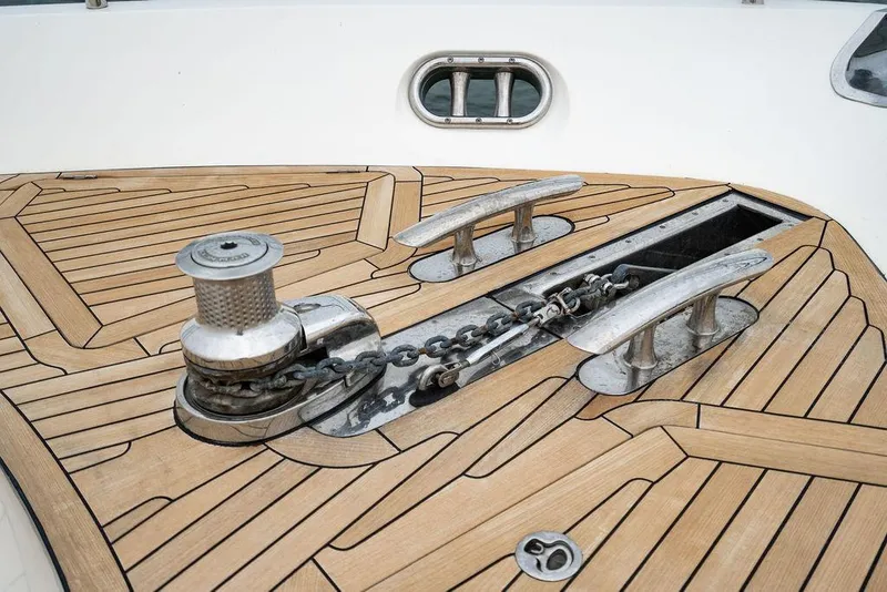 Slide: The Image of Deck of 2012 Princess 72 Motor Yacht with anchor chain and winch. - 44